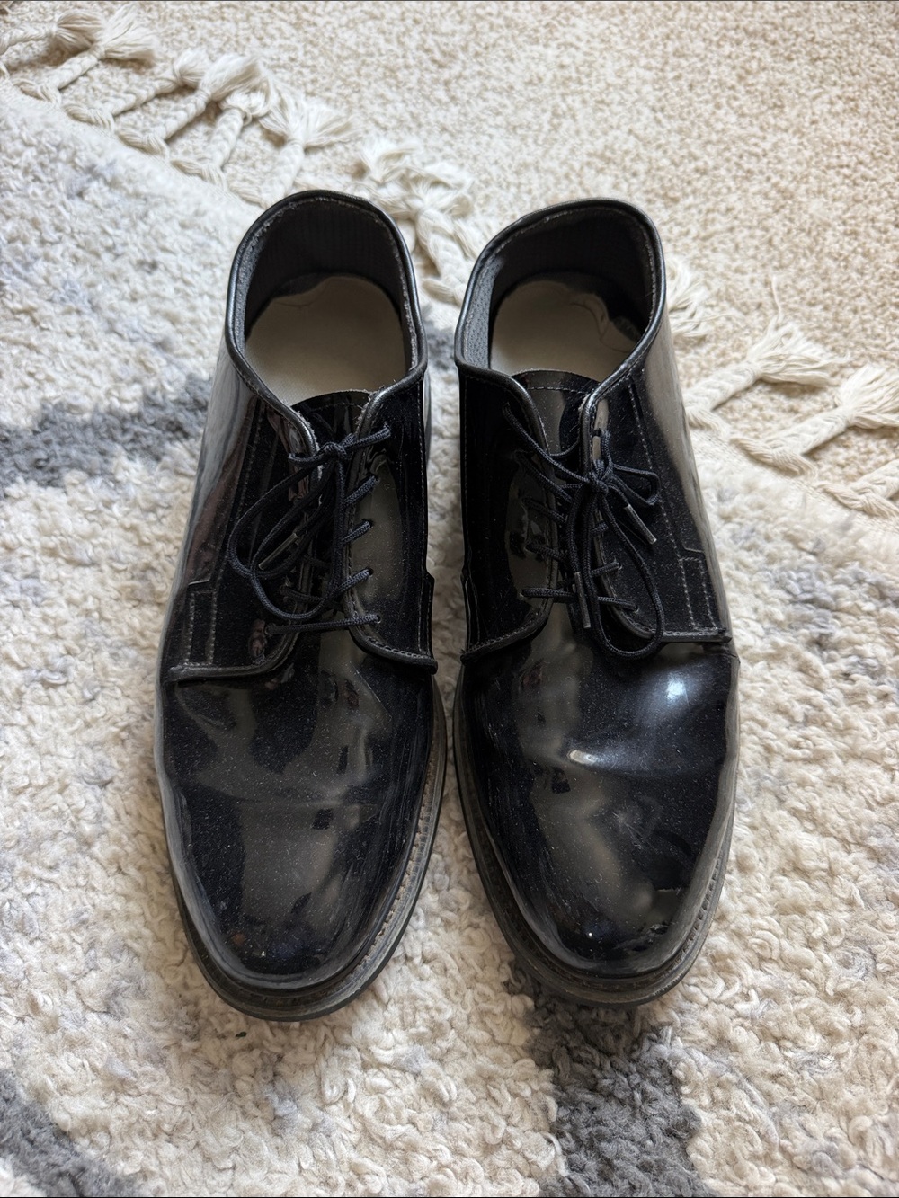 Men's Bates Black Patent Leather Lace-Up Dress Shoes